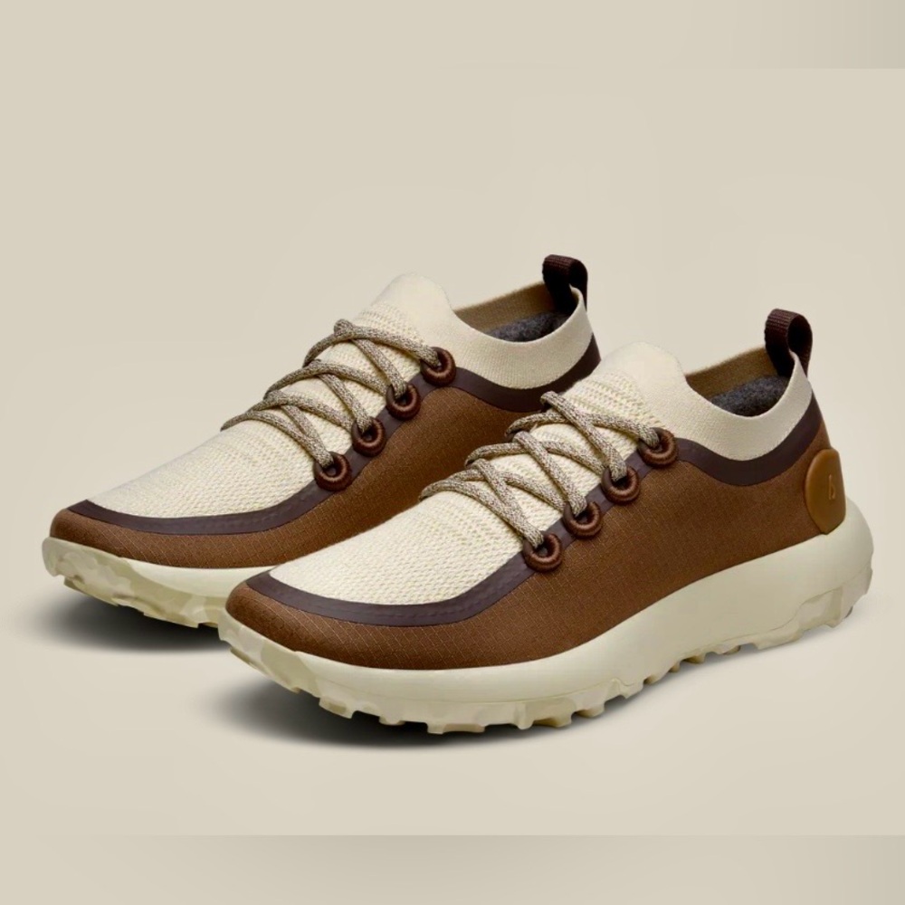 allbirds Cream Knit Sneakers with Brown Accents